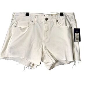 NWT UNIVERSAL THREAD Mid-Rise Midi Denim Shorts Cream‎ Raw Hem - 12/31